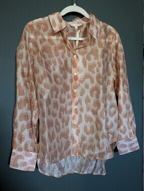 Lucky & Coco Blush and Ivory Leopard Print Blouse